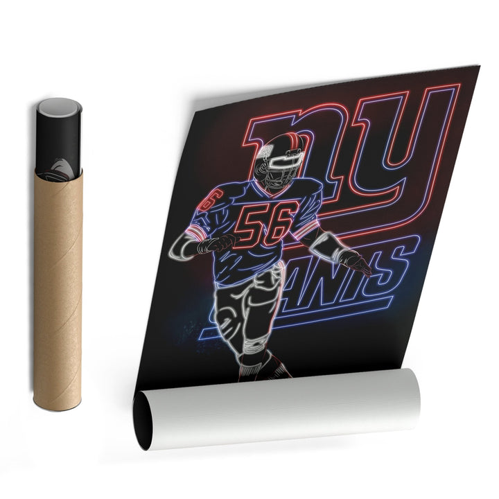 Lawrence Taylor Neon Canvas Art | Giants Wall Decor - CanvasNeon