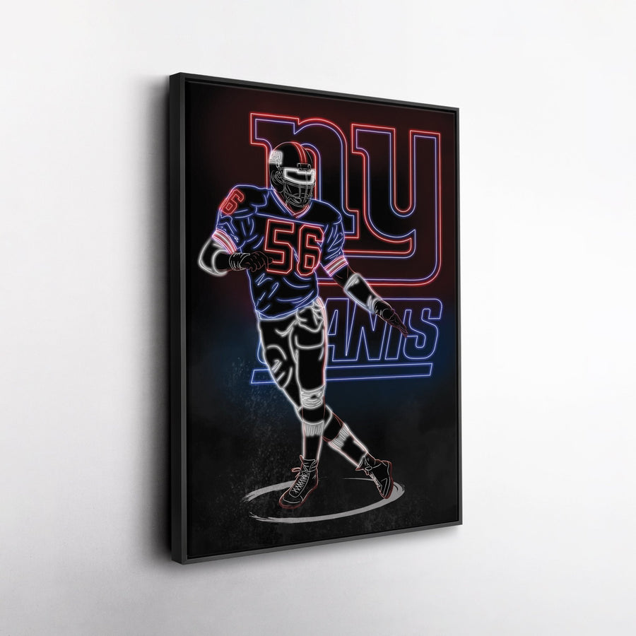 Lawrence Taylor Neon Canvas Art | Giants Wall Decor - CanvasNeon