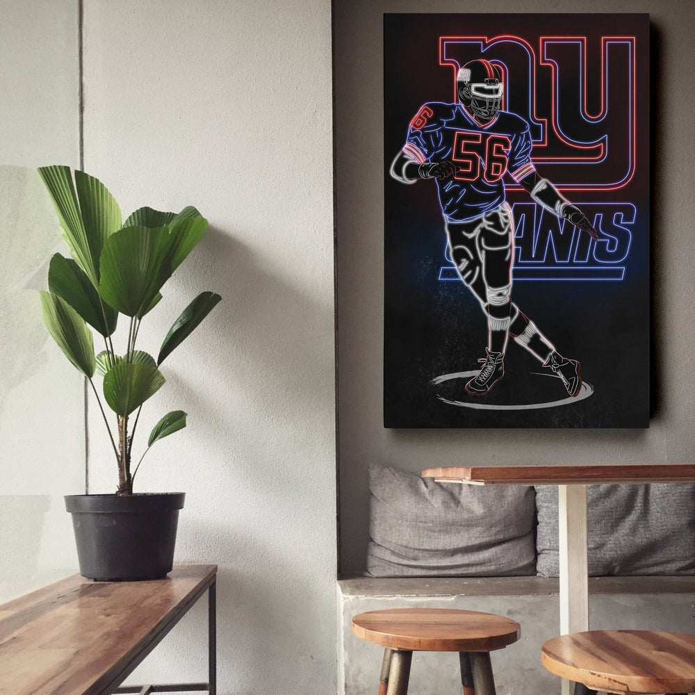 Lawrence Taylor Neon Canvas Art | Giants Wall Decor - CanvasNeon