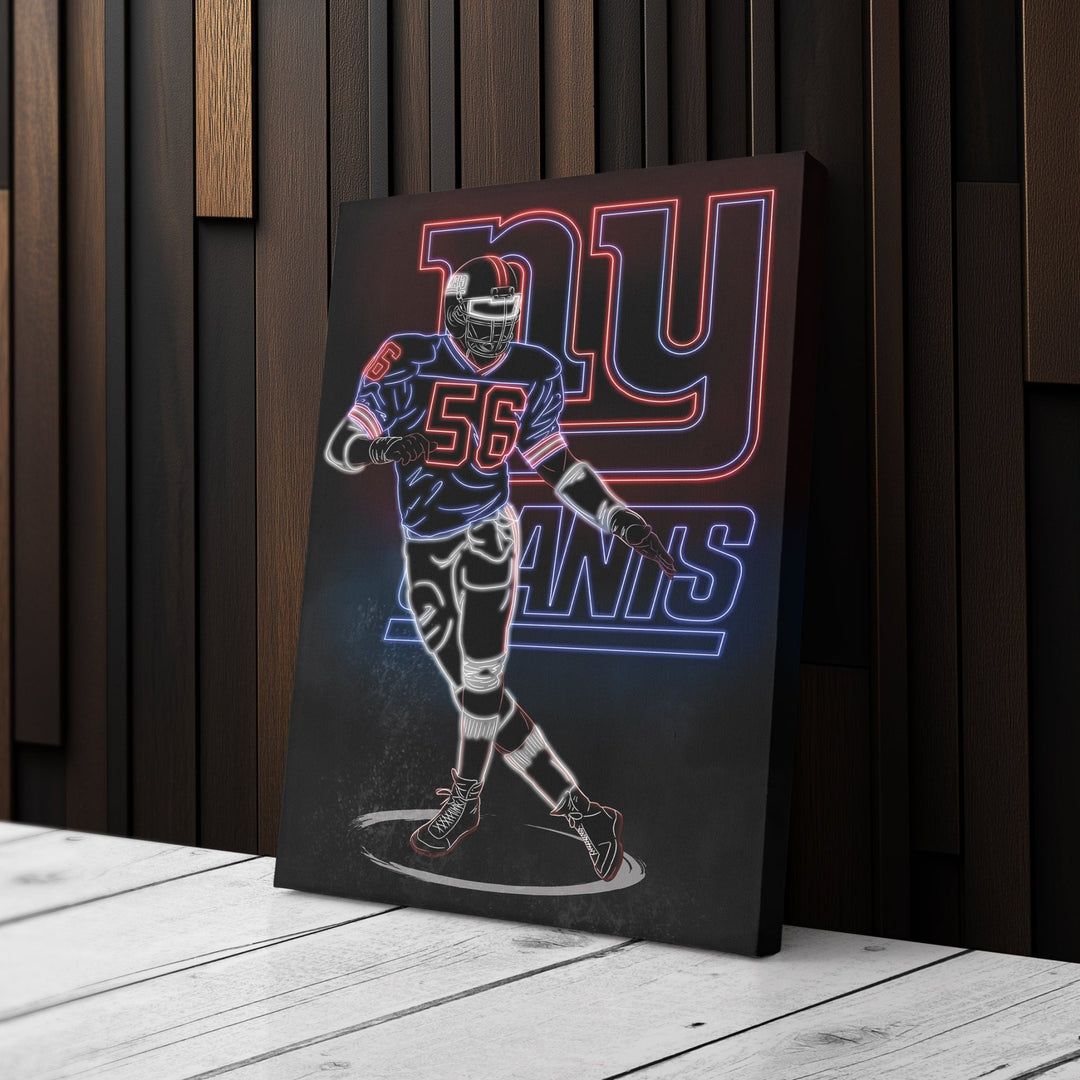 Lawrence Taylor Neon Canvas Art | Giants Wall Decor - CanvasNeon