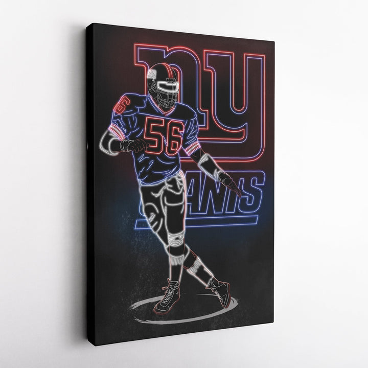 Lawrence Taylor Neon Canvas Art | Giants Wall Decor - CanvasNeon