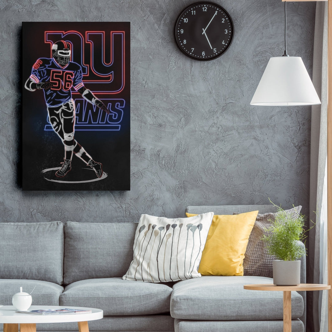Lawrence Taylor Neon Canvas Art | Giants Wall Decor - CanvasNeon