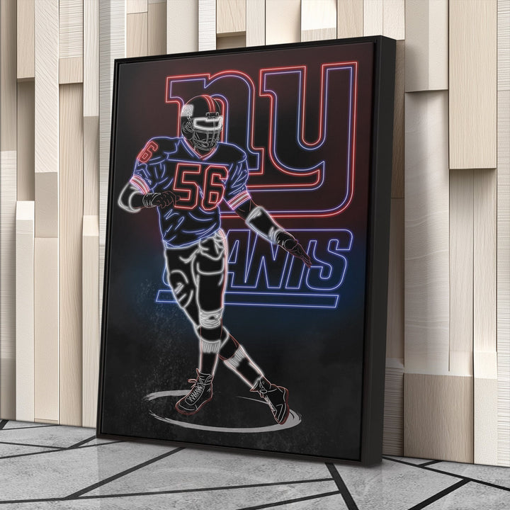 Lawrence Taylor Neon Canvas Art | Giants Wall Decor - CanvasNeon