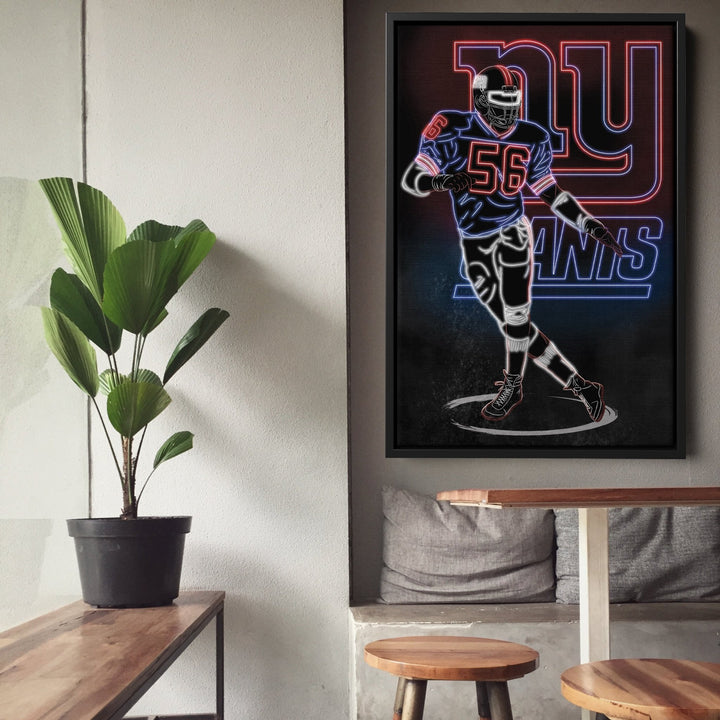 Lawrence Taylor Neon Canvas Art | Giants Wall Decor - CanvasNeon