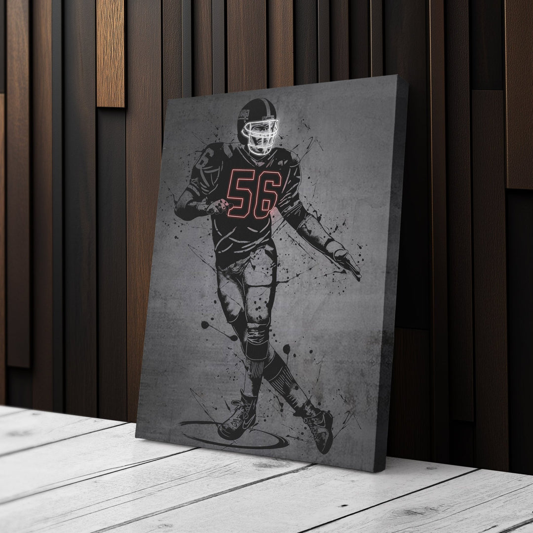 Lawrence Taylor Neon Canvas Art | Modern Wall Decor for Giants Fans - CanvasNeon