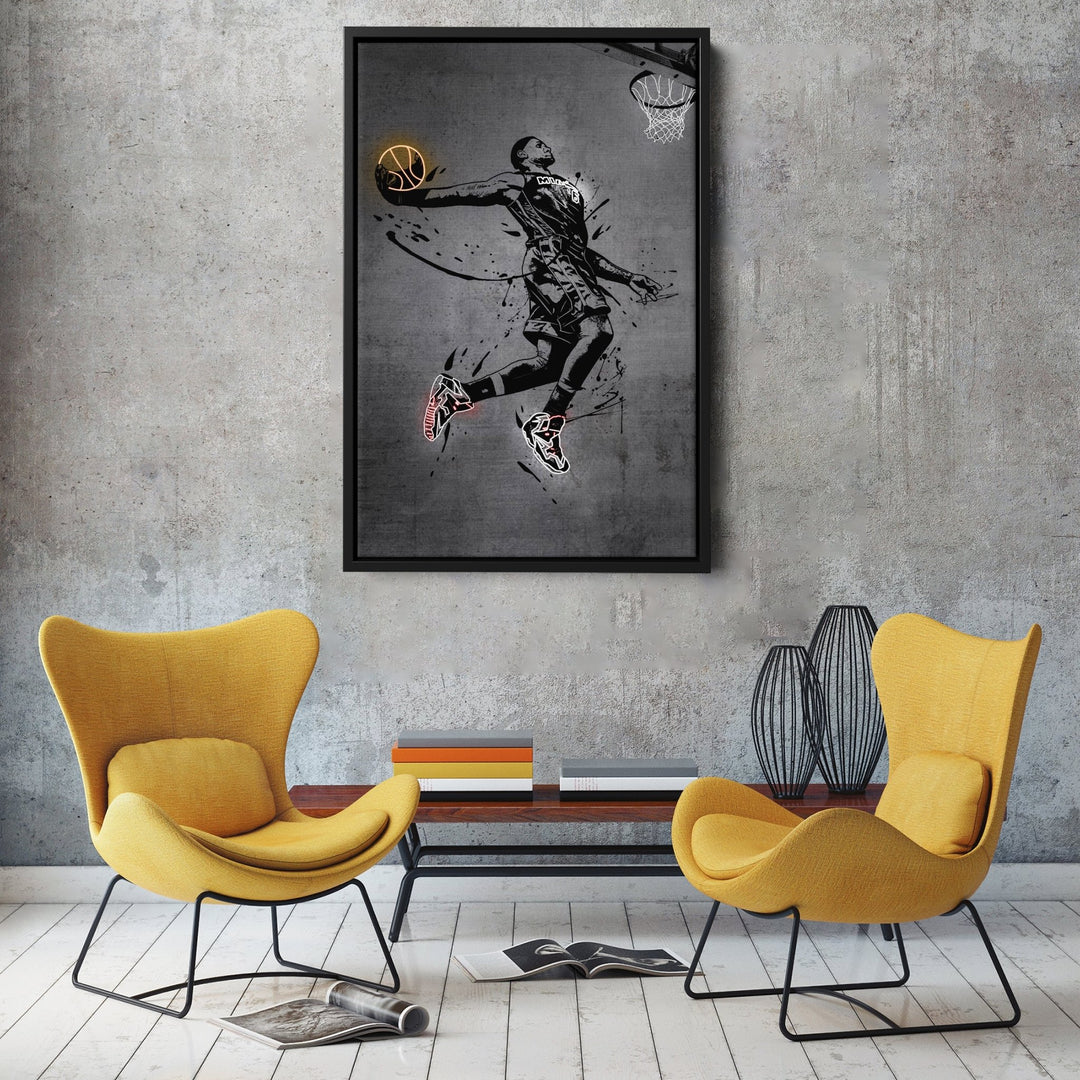 Lebron James Dunk Neon Canvas Art | Modern Wall Decor for Heat Fans - CanvasNeon