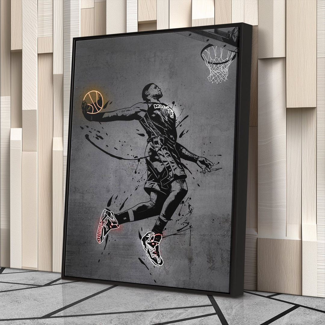 Lebron James Dunk Neon Canvas Art | Modern Wall Decor for Heat Fans - CanvasNeon