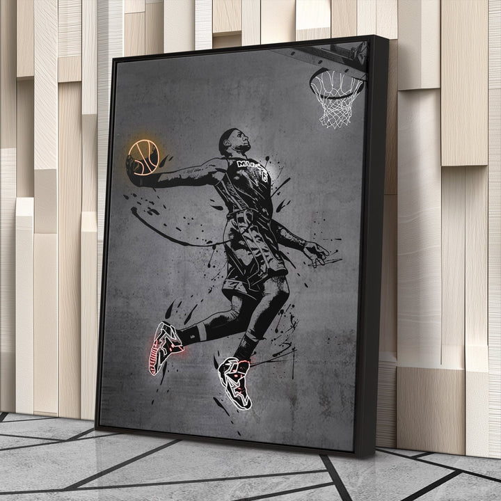 Lebron James Dunk Neon Canvas Art | Modern Wall Decor for Heat Fans - CanvasNeon