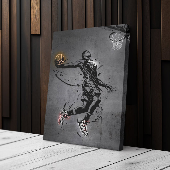 Lebron James Dunk Neon Canvas Art | Modern Wall Decor for Heat Fans - CanvasNeon