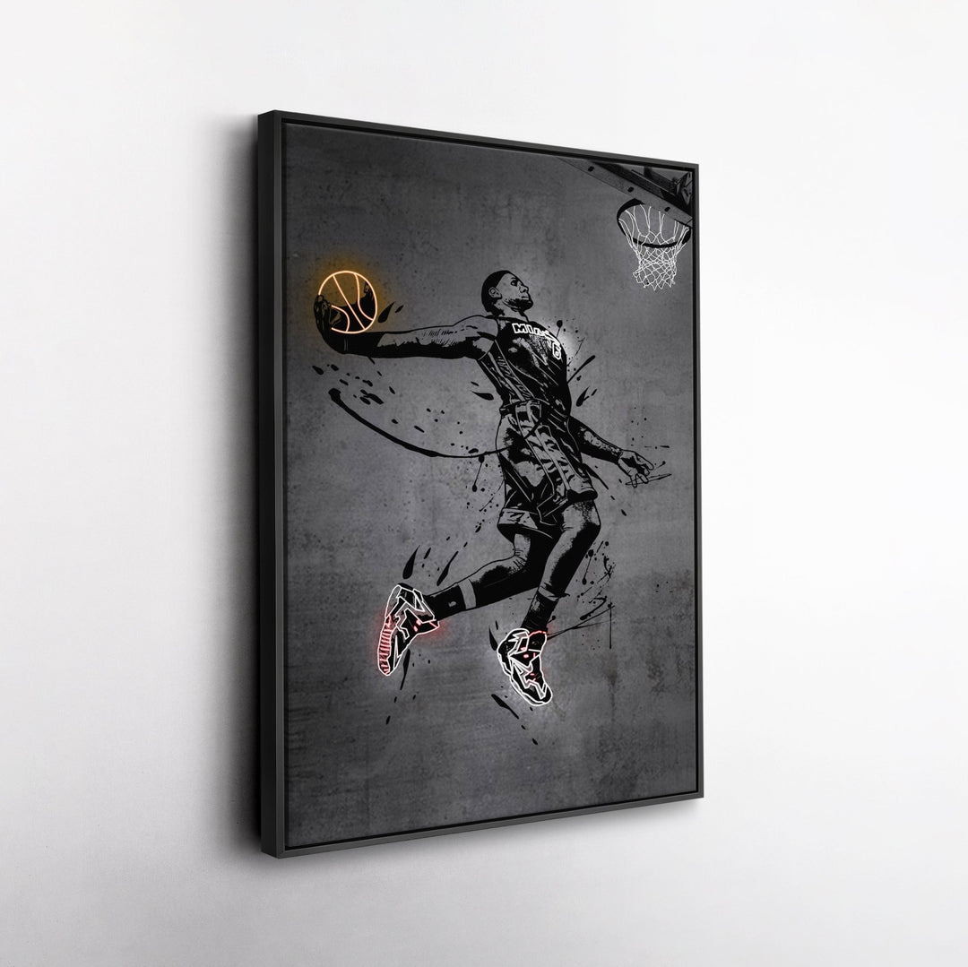 Lebron James Dunk Neon Canvas Art | Modern Wall Decor for Heat Fans - CanvasNeon