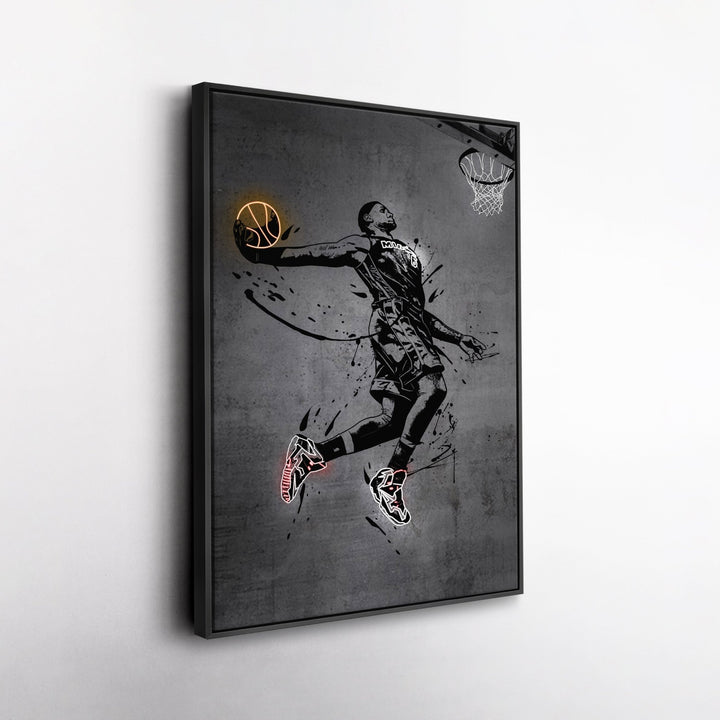 Lebron James Dunk Neon Canvas Art | Modern Wall Decor for Heat Fans - CanvasNeon