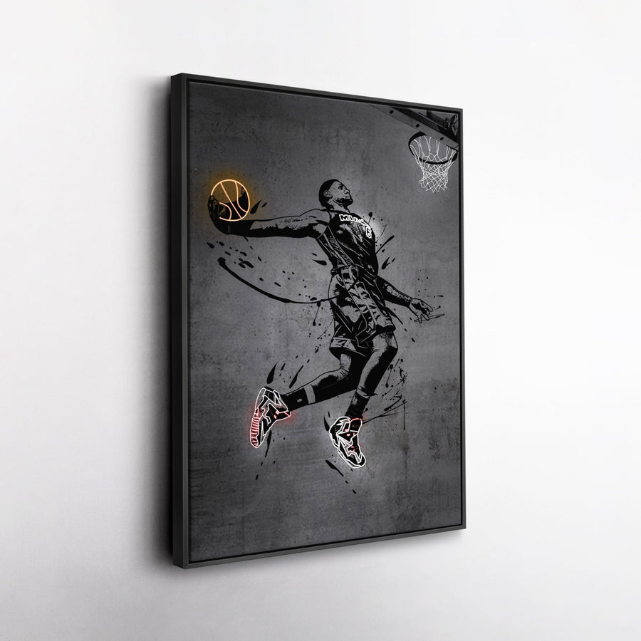 Lebron James Dunk Neon Canvas Art | Modern Wall Decor for Heat Fans - CanvasNeon