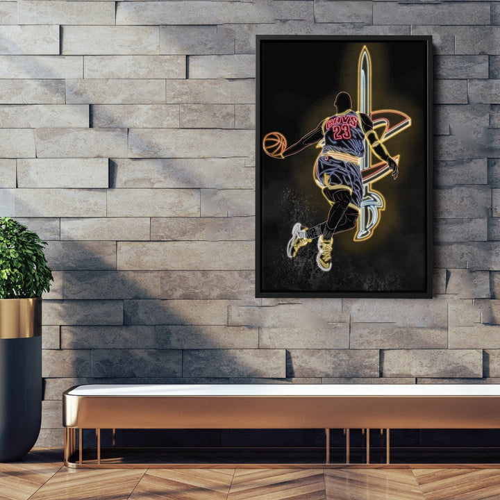 LeBron James Neon Canvas Art | Cavaliers Wall Decor - CanvasNeon