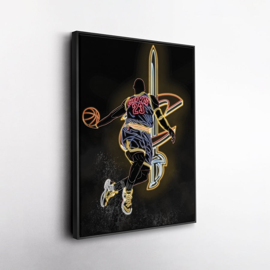 LeBron James Neon Canvas Art | Cavaliers Wall Decor - CanvasNeon