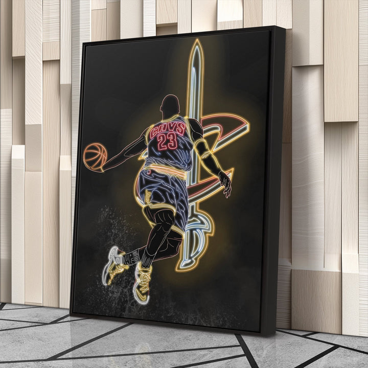 LeBron James Neon Canvas Art | Cavaliers Wall Decor - CanvasNeon