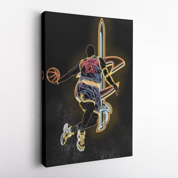 LeBron James Neon Canvas Art | Cavaliers Wall Decor - CanvasNeon