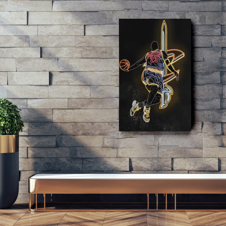 LeBron James Neon Canvas Art | Cavaliers Wall Decor - CanvasNeon