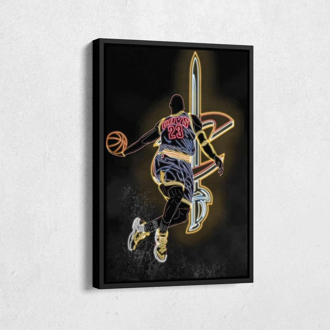 LeBron James Neon Canvas Art | Cavaliers Wall Decor - CanvasNeon