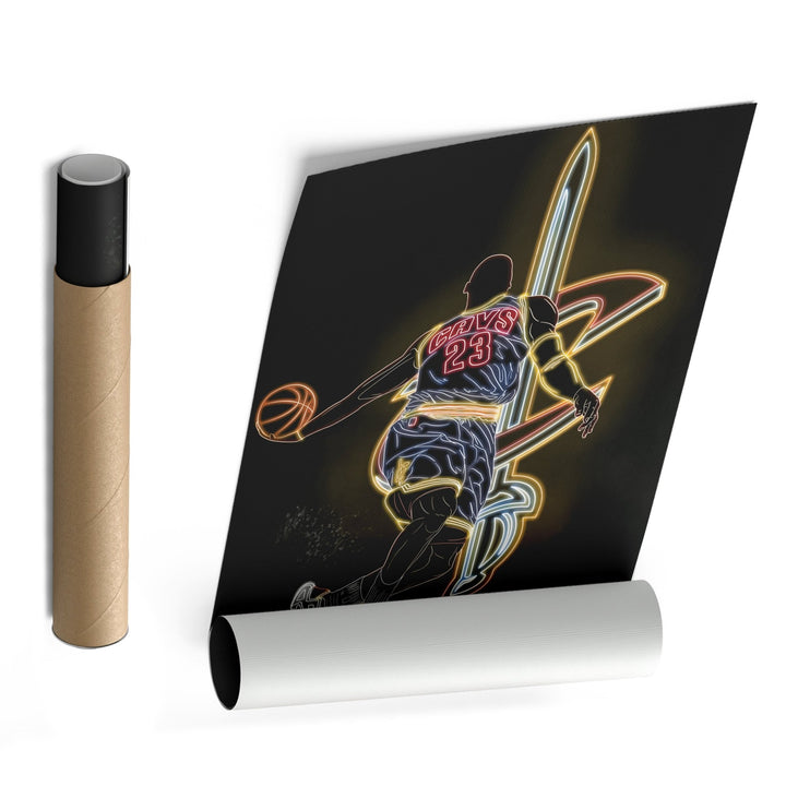 LeBron James Neon Canvas Art | Cavaliers Wall Decor - CanvasNeon