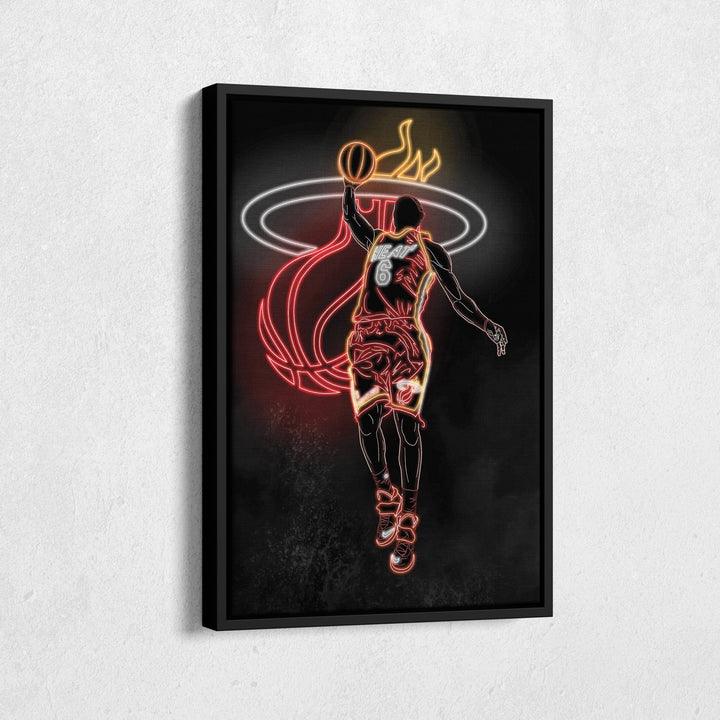 LeBron James Neon Canvas Art | Heat Wall Decor - CanvasNeon