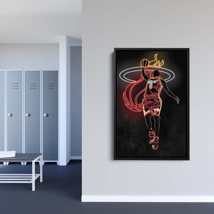 LeBron James Neon Canvas Art | Heat Wall Decor - CanvasNeon