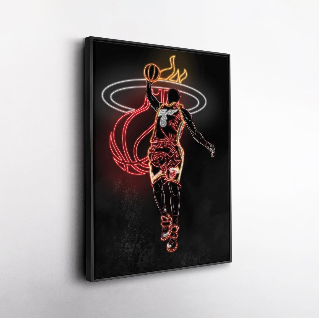 LeBron James Neon Canvas Art | Heat Wall Decor - CanvasNeon