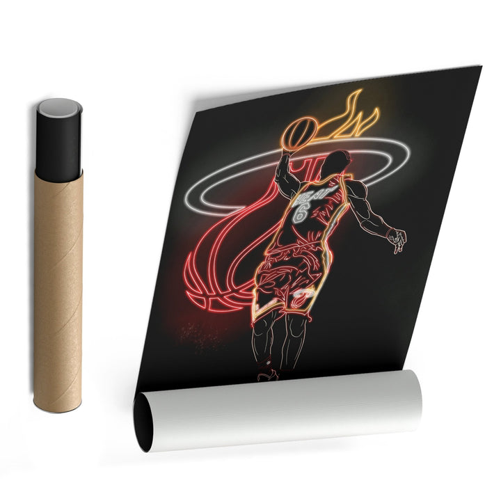 LeBron James Neon Canvas Art | Heat Wall Decor - CanvasNeon