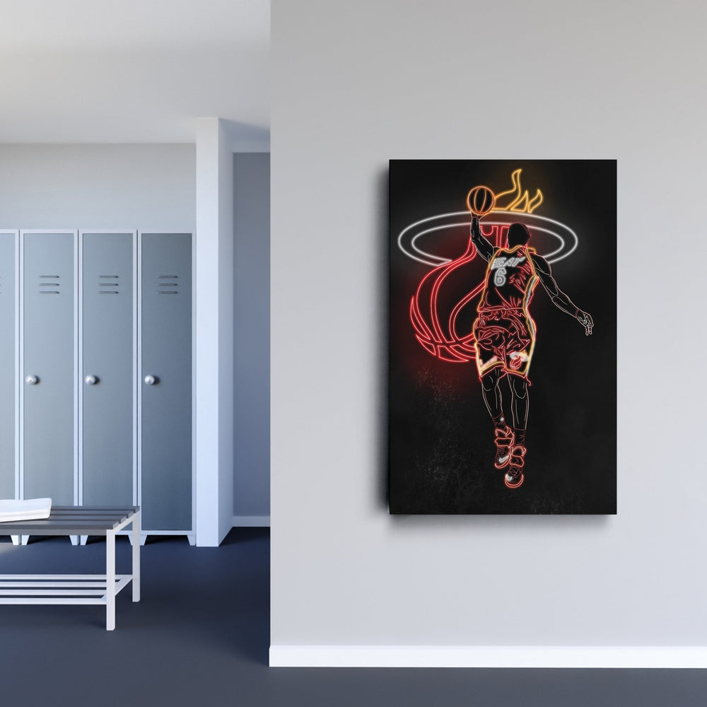 LeBron James Neon Canvas Art | Heat Wall Decor - CanvasNeon