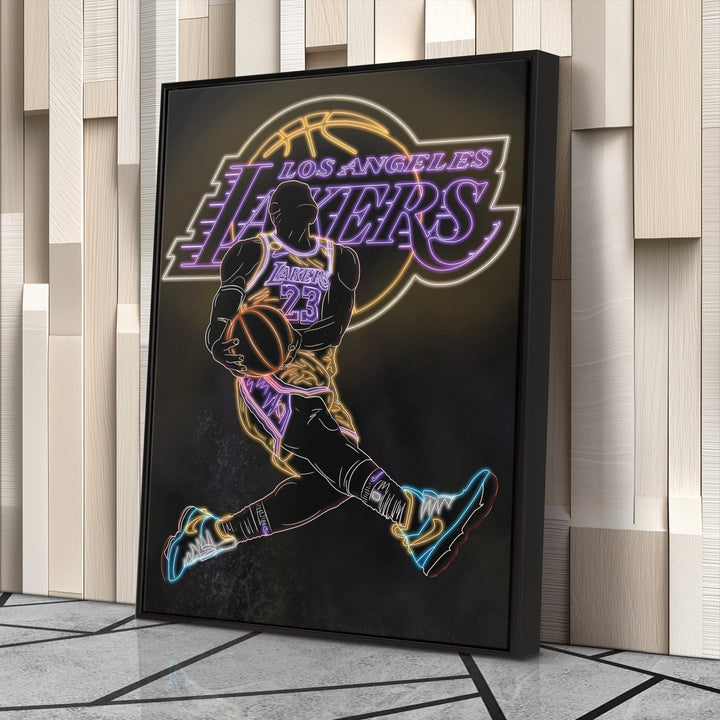 LeBron James Neon Canvas Art | Lakers Wall Decor - CanvasNeon