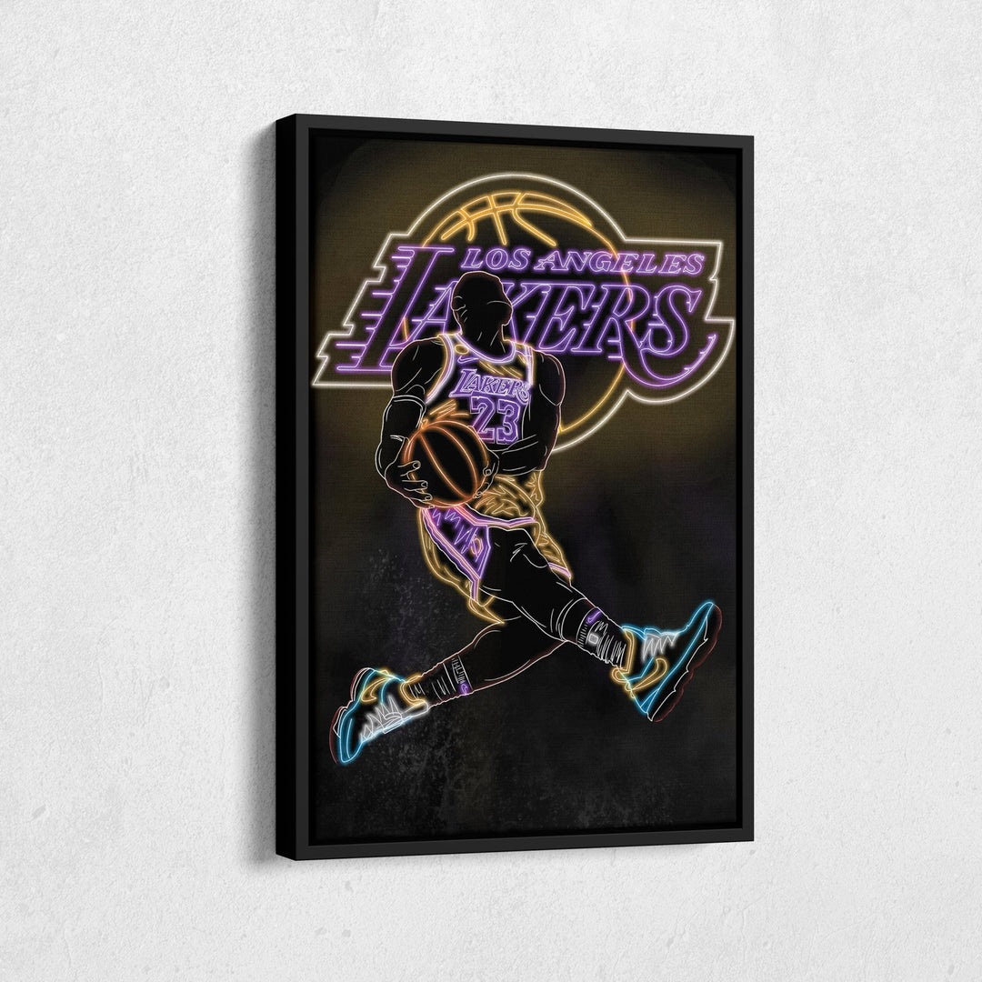 LeBron James Neon Canvas Art | Lakers Wall Decor - CanvasNeon