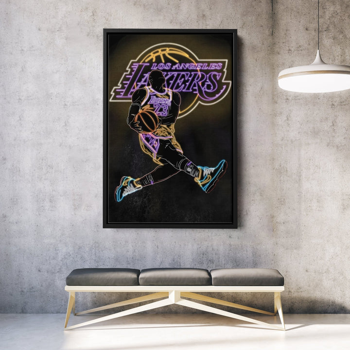 LeBron James Neon Canvas Art | Lakers Wall Decor - CanvasNeon