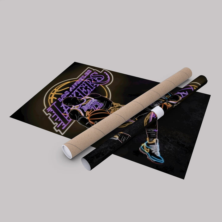 LeBron James Neon Canvas Art | Lakers Wall Decor - CanvasNeon