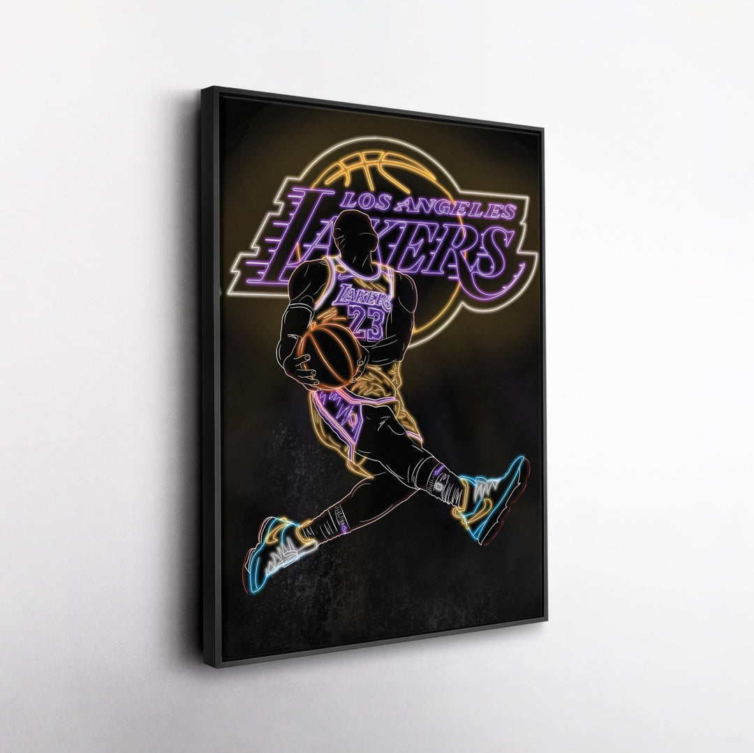 LeBron James Neon Canvas Art | Lakers Wall Decor - CanvasNeon