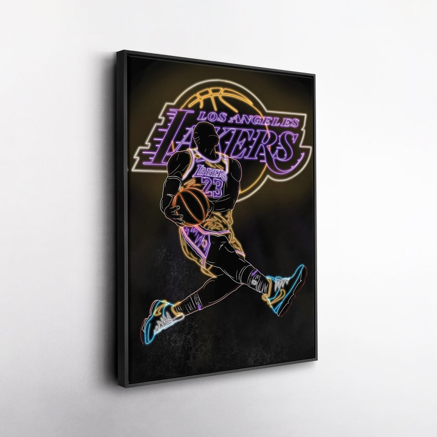 LeBron James Neon Canvas Art | Lakers Wall Decor - CanvasNeon