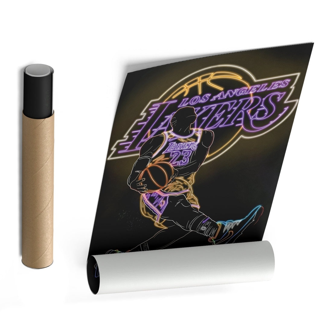 LeBron James Neon Canvas Art | Lakers Wall Decor - CanvasNeon