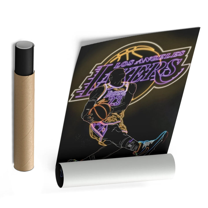 LeBron James Neon Canvas Art | Lakers Wall Decor - CanvasNeon