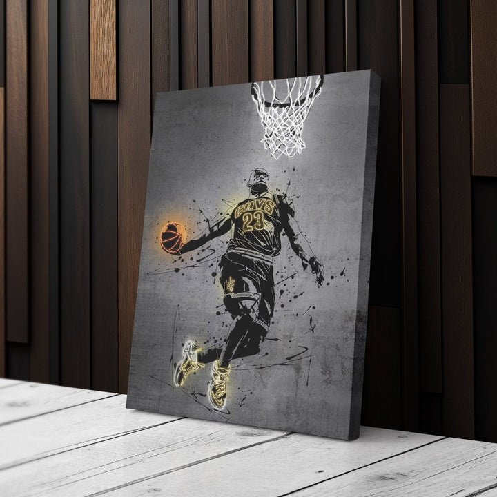 Lebron James Neon Canvas Art | Modern Wall Decor for Cavaliers Fans - CanvasNeon