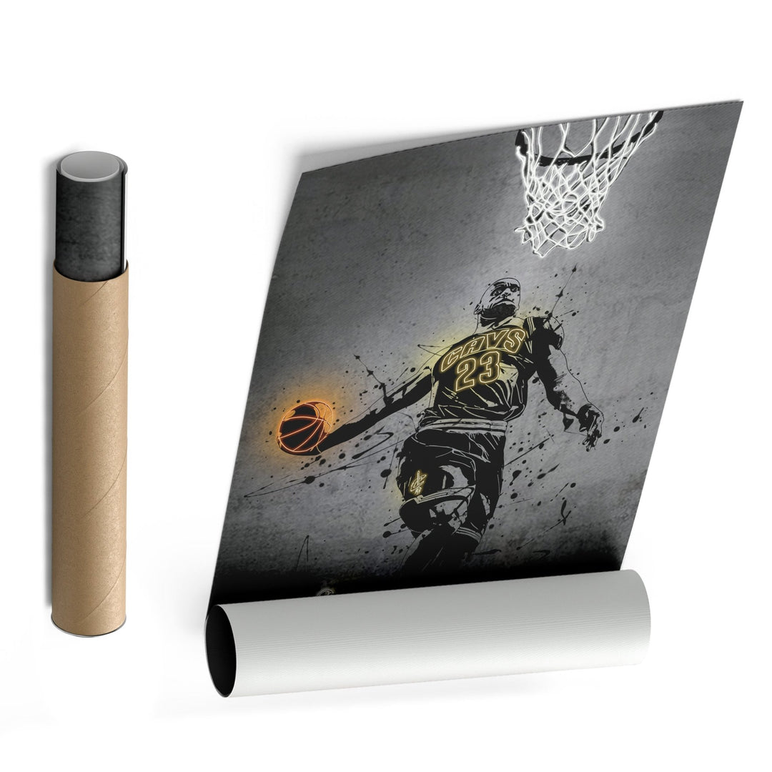 Lebron James Neon Canvas Art | Modern Wall Decor for Cavaliers Fans - CanvasNeon