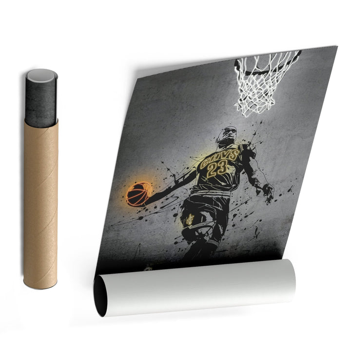 Lebron James Neon Canvas Art | Modern Wall Decor for Cavaliers Fans - CanvasNeon
