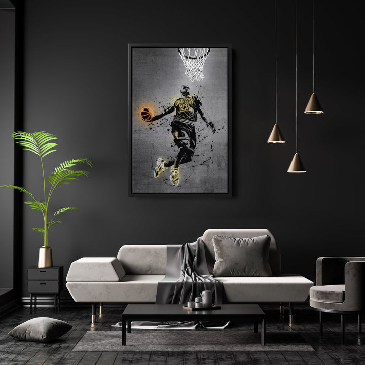 Lebron James Neon Canvas Art | Modern Wall Decor for Cavaliers Fans - CanvasNeon
