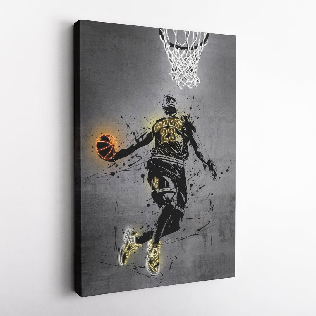 Lebron James Neon Canvas Art | Modern Wall Decor for Cavaliers Fans - CanvasNeon