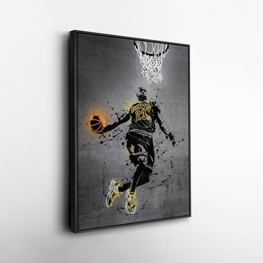 Lebron James Neon Canvas Art | Modern Wall Decor for Cavaliers Fans - CanvasNeon