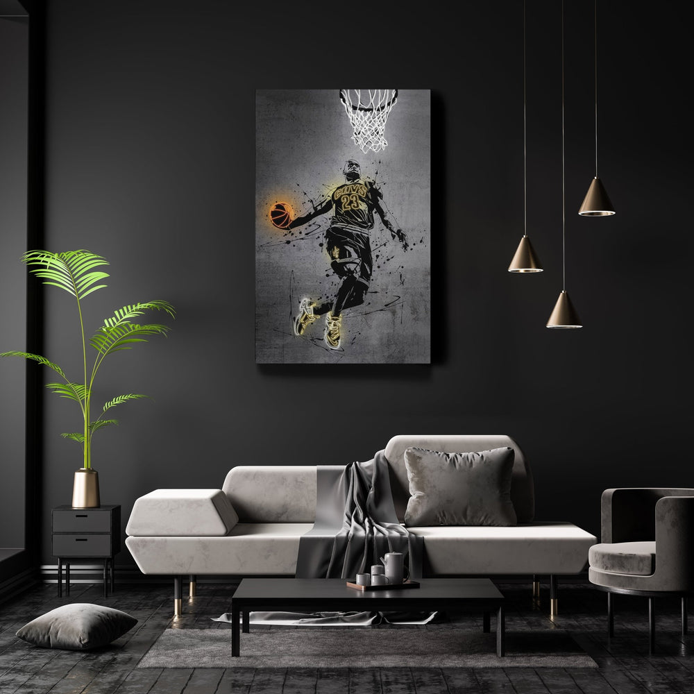 Lebron James Neon Canvas Art | Modern Wall Decor for Cavaliers Fans - CanvasNeon