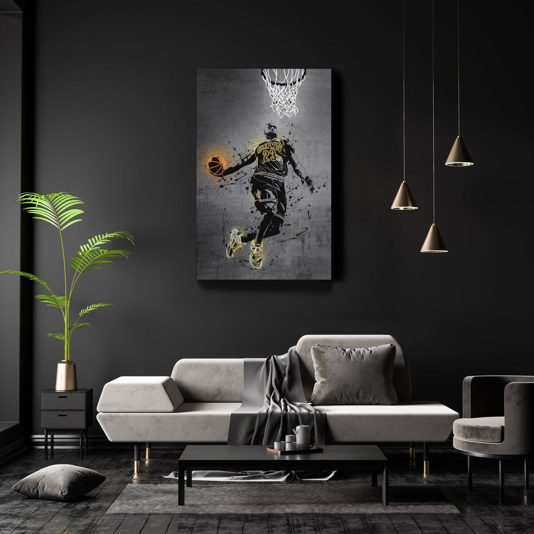 Lebron James Neon Canvas Art | Modern Wall Decor for Cavaliers Fans - CanvasNeon