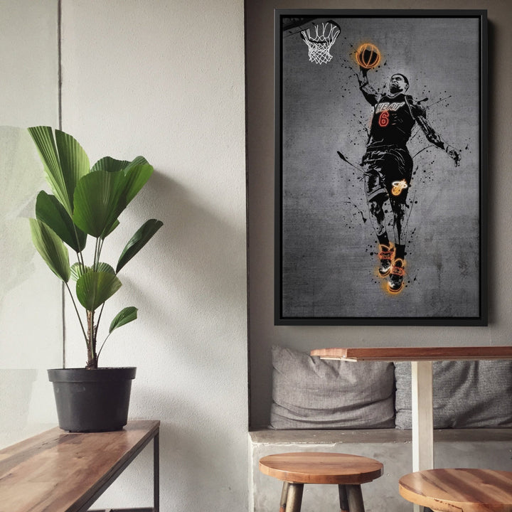 Lebron James Neon Canvas Art | Modern Wall Decor for Heat Fans - CanvasNeon