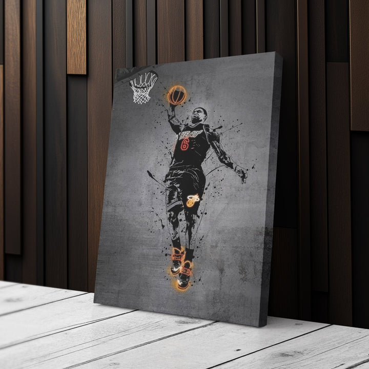 Lebron James Neon Canvas Art | Modern Wall Decor for Heat Fans - CanvasNeon
