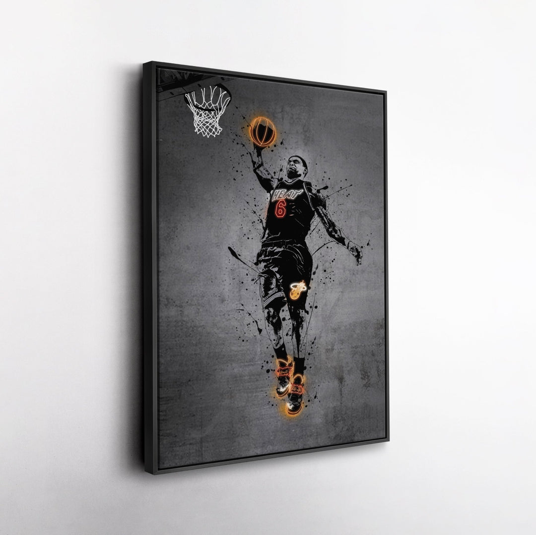 Lebron James Neon Canvas Art | Modern Wall Decor for Heat Fans - CanvasNeon