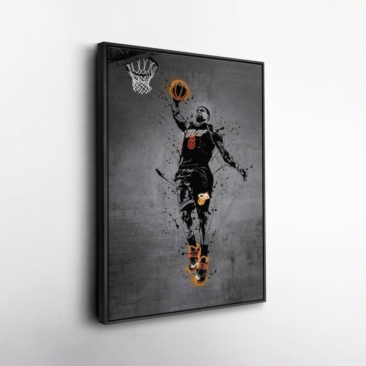 Lebron James Neon Canvas Art | Modern Wall Decor for Heat Fans - CanvasNeon
