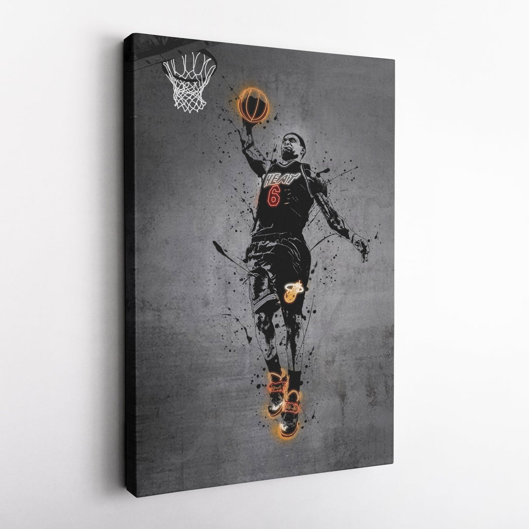 Lebron James Neon Canvas Art | Modern Wall Decor for Heat Fans - CanvasNeon