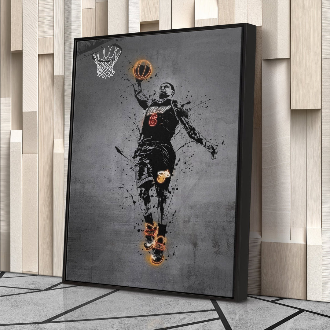 Lebron James Neon Canvas Art | Modern Wall Decor for Heat Fans - CanvasNeon